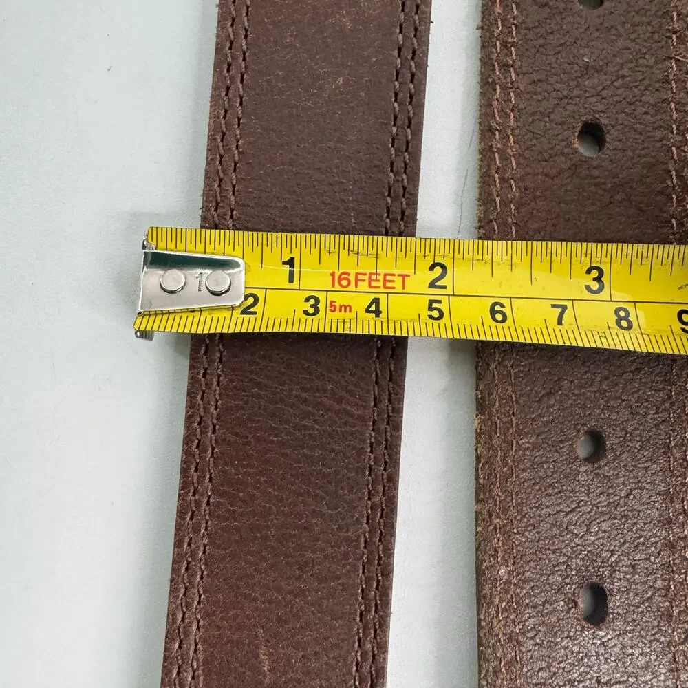 Lucky Brand Brown Wide Genuine Leather Belt Silver Buckle XL